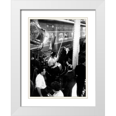 Cary Grant - North By Northwest White Modern Wood Framed Art Print with Double Matting by Hollywood Photo Archive