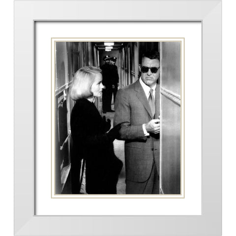 Cary Grant - North By Northwest White Modern Wood Framed Art Print with Double Matting by Hollywood Photo Archive