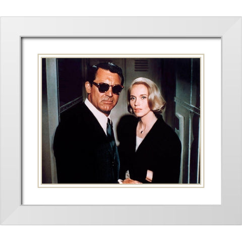 Cary Grant - North By Northwest White Modern Wood Framed Art Print with Double Matting by Hollywood Photo Archive