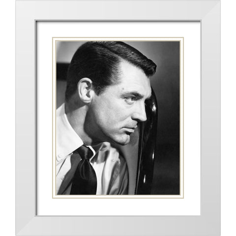 Cary Grant White Modern Wood Framed Art Print with Double Matting by Hollywood Photo Archive