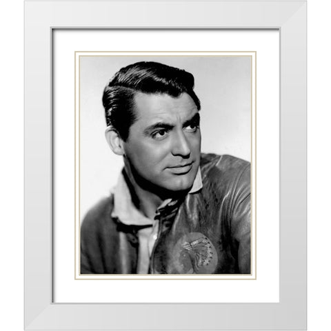 Cary Grant White Modern Wood Framed Art Print with Double Matting by Hollywood Photo Archive