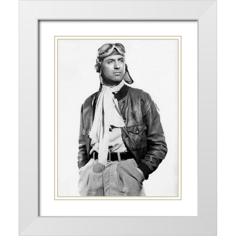 Cary Grant White Modern Wood Framed Art Print with Double Matting by Hollywood Photo Archive