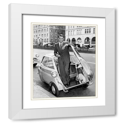 Cary Grant White Modern Wood Framed Art Print with Double Matting by Hollywood Photo Archive