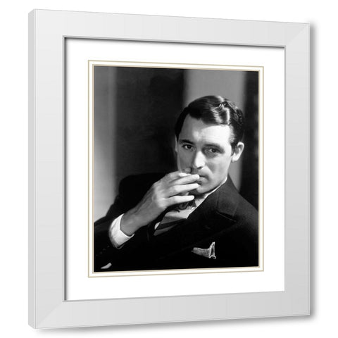 Cary Grant White Modern Wood Framed Art Print with Double Matting by Hollywood Photo Archive