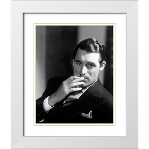 Cary Grant White Modern Wood Framed Art Print with Double Matting by Hollywood Photo Archive