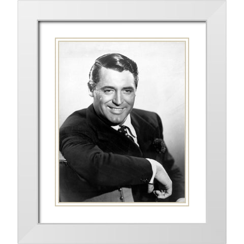 Cary Grant White Modern Wood Framed Art Print with Double Matting by Hollywood Photo Archive
