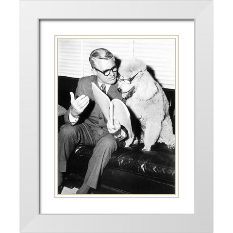 Cary Grant- Running Lines White Modern Wood Framed Art Print with Double Matting by Hollywood Photo Archive