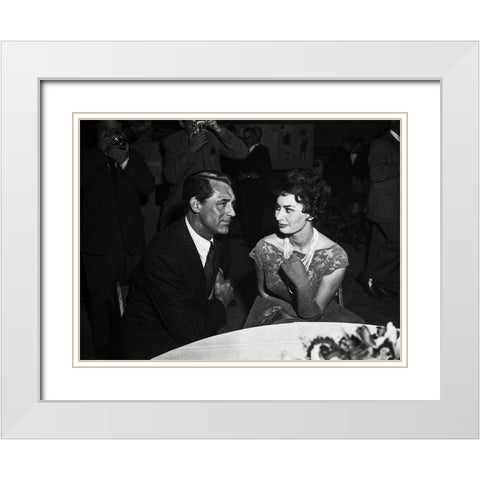 Cary Grant White Modern Wood Framed Art Print with Double Matting by Hollywood Photo Archive