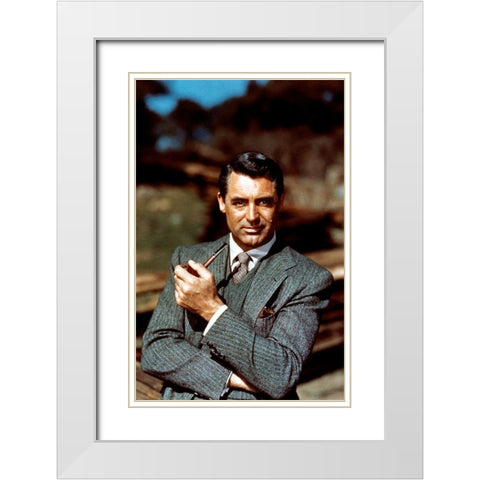 Cary Grant White Modern Wood Framed Art Print with Double Matting by Hollywood Photo Archive