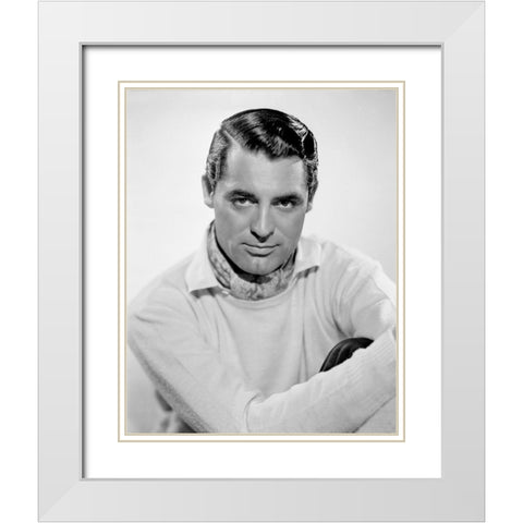 Cary Grant White Modern Wood Framed Art Print with Double Matting by Hollywood Photo Archive