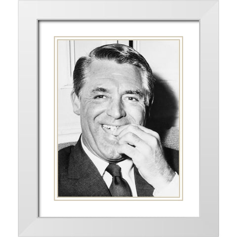 Cary Grant White Modern Wood Framed Art Print with Double Matting by Hollywood Photo Archive