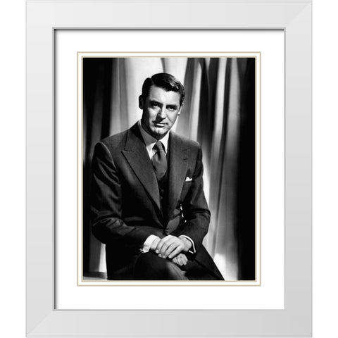 Cary Grant with Sophia Loren White Modern Wood Framed Art Print with Double Matting by Hollywood Photo Archive