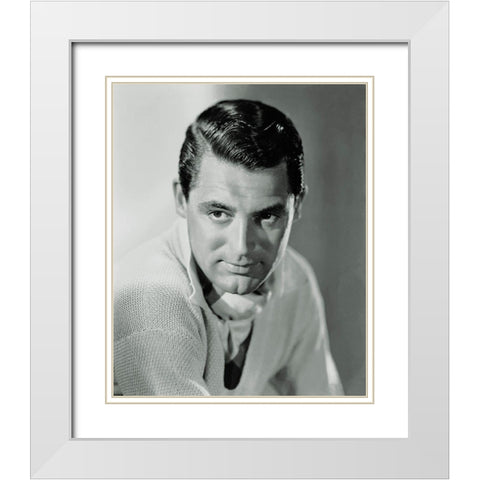 Cary Grant White Modern Wood Framed Art Print with Double Matting by Hollywood Photo Archive