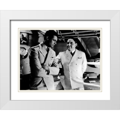 Cary Grant with Charles Laughton - The Devil and Deep White Modern Wood Framed Art Print with Double Matting by Hollywood Photo Archive