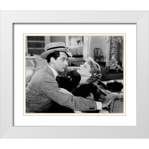 Cary Grant with Francis Drake - Ladies Should Listen White Modern Wood Framed Art Print with Double Matting by Hollywood Photo Archive