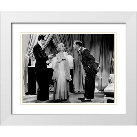 Cary Grant with Genevieve Tobin - Kiss and Make Up White Modern Wood Framed Art Print with Double Matting by Hollywood Photo Archive