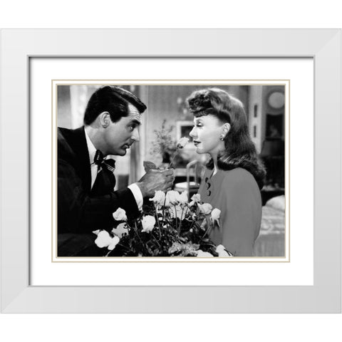 Cary Grant with Ginger Rogers - Once Upon A Honeymoon White Modern Wood Framed Art Print with Double Matting by Hollywood Photo Archive