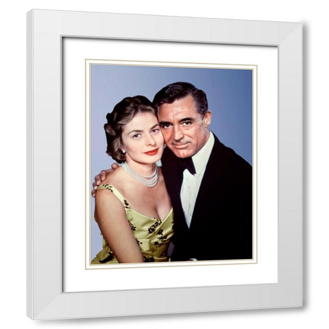Cary Grant with Ingrid Bergman White Modern Wood Framed Art Print with Double Matting by Hollywood Photo Archive