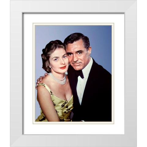 Cary Grant with Ingrid Bergman White Modern Wood Framed Art Print with Double Matting by Hollywood Photo Archive