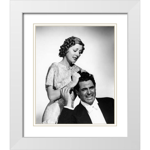 Cary Grant with Irene Dunne White Modern Wood Framed Art Print with Double Matting by Hollywood Photo Archive