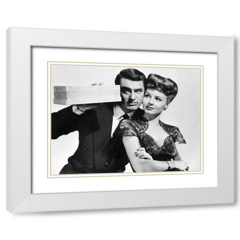 Cary Grant with Janet Blair White Modern Wood Framed Art Print with Double Matting by Hollywood Photo Archive