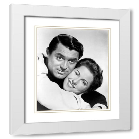 Cary Grant with Joan Fontaine - Suspicion White Modern Wood Framed Art Print with Double Matting by Hollywood Photo Archive