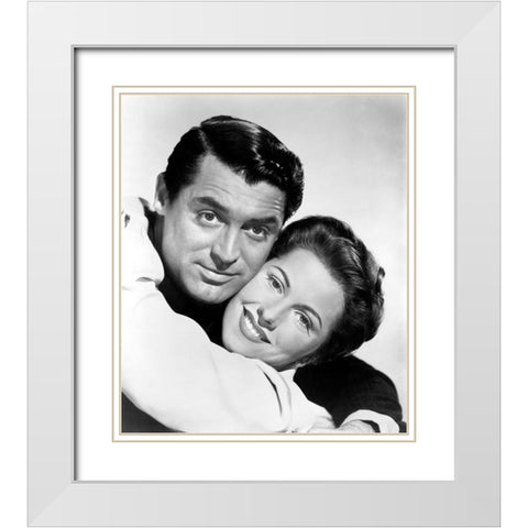 Cary Grant with Joan Fontaine - Suspicion White Modern Wood Framed Art Print with Double Matting by Hollywood Photo Archive