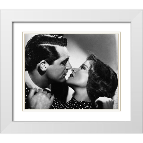 Cary Grant with Katherine Hepburn - Bringing Up Baby White Modern Wood Framed Art Print with Double Matting by Hollywood Photo Archive