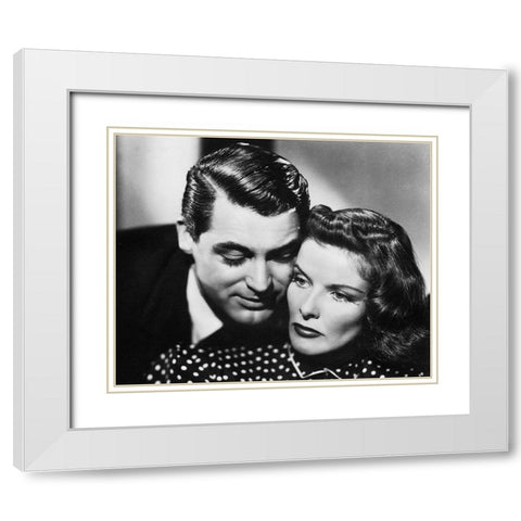 Cary Grant with Katherine Hepburn - Bringing Up Baby White Modern Wood Framed Art Print with Double Matting by Hollywood Photo Archive