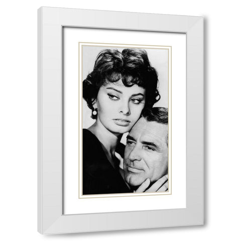 Cary Grant with Sophia Loren White Modern Wood Framed Art Print with Double Matting by Hollywood Photo Archive