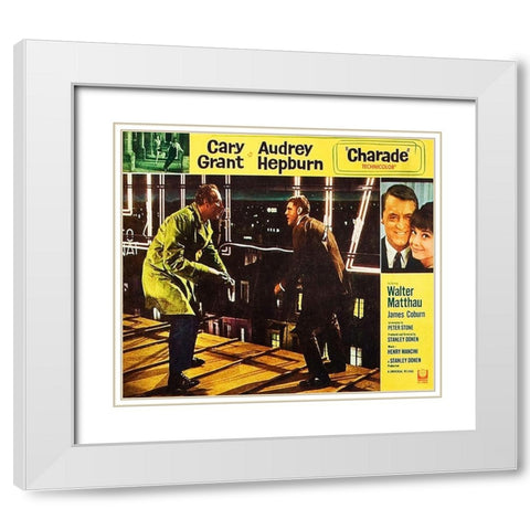 Cary Grant - Charade - Lobby Card White Modern Wood Framed Art Print with Double Matting by Hollywood Photo Archive