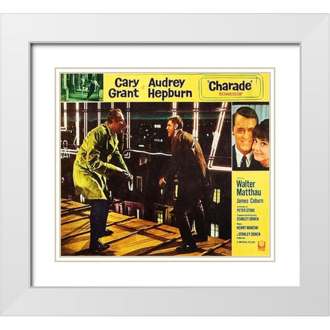 Cary Grant - Charade - Lobby Card White Modern Wood Framed Art Print with Double Matting by Hollywood Photo Archive