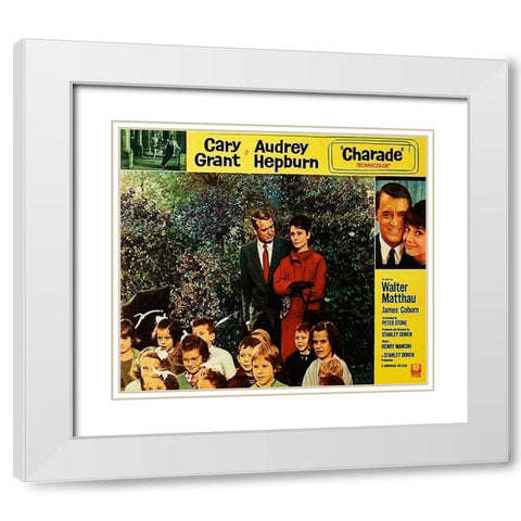 Cary Grant - Charade - Lobby Card White Modern Wood Framed Art Print with Double Matting by Hollywood Photo Archive