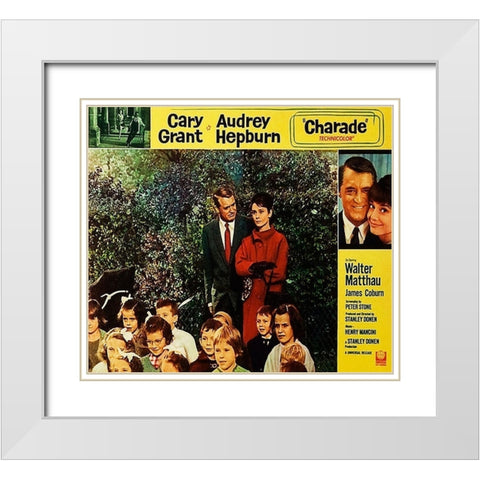Cary Grant - Charade - Lobby Card White Modern Wood Framed Art Print with Double Matting by Hollywood Photo Archive
