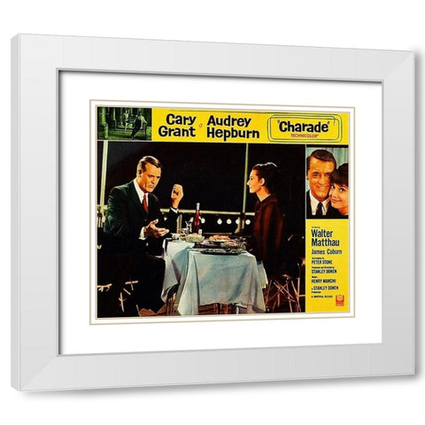 Cary Grant - Charade - Lobby Card White Modern Wood Framed Art Print with Double Matting by Hollywood Photo Archive
