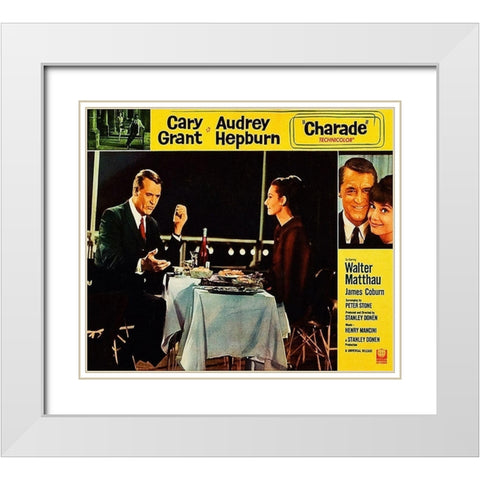 Cary Grant - Charade - Lobby Card White Modern Wood Framed Art Print with Double Matting by Hollywood Photo Archive