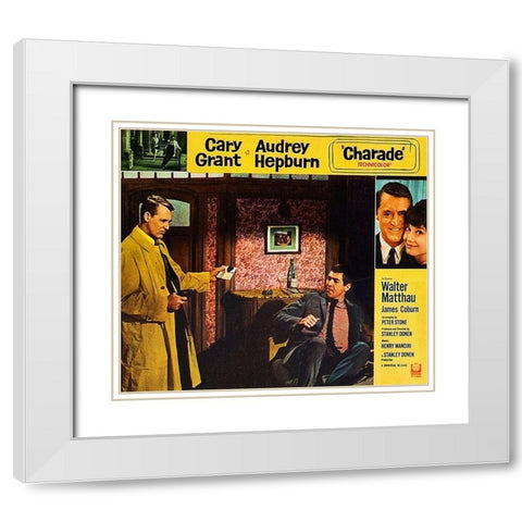Cary Grant - Charade - Lobby Card White Modern Wood Framed Art Print with Double Matting by Hollywood Photo Archive