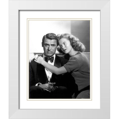 Cary Grant with Shirley Temple - The Bachelor and the Bobby-Soxer White Modern Wood Framed Art Print with Double Matting by Hollywood Photo Archive
