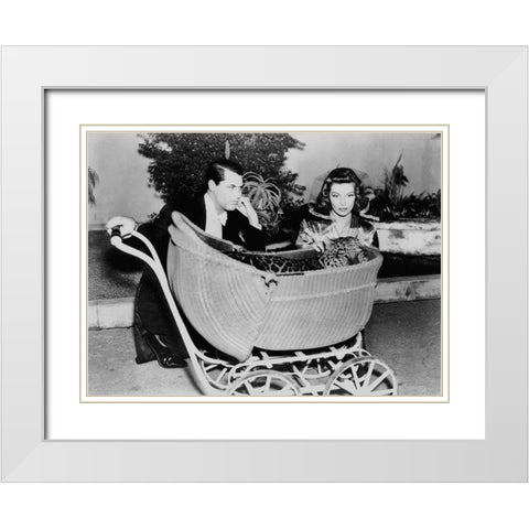 Cary Grant - Bringing Up Baby White Modern Wood Framed Art Print with Double Matting by Hollywood Photo Archive