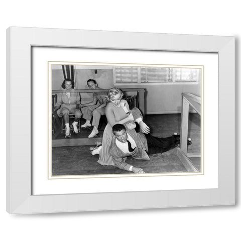Cary Grant with Marilyn Monroe - Monkey Business White Modern Wood Framed Art Print with Double Matting by Hollywood Photo Archive