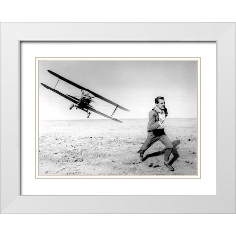 Cary Grant - North by Northwest White Modern Wood Framed Art Print with Double Matting by Hollywood Photo Archive