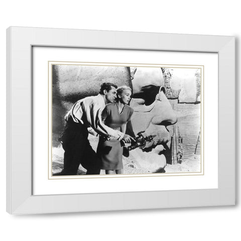 Cary Grant - North by Northwest White Modern Wood Framed Art Print with Double Matting by Hollywood Photo Archive
