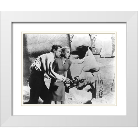 Cary Grant - North by Northwest White Modern Wood Framed Art Print with Double Matting by Hollywood Photo Archive