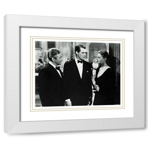 Cary Grant, Claude Rains and Ingrid Bergman - Notorious White Modern Wood Framed Art Print with Double Matting by Hollywood Photo Archive