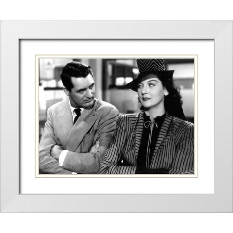 Cary Grant with Rosalind Russell - His Girl Friday White Modern Wood Framed Art Print with Double Matting by Hollywood Photo Archive