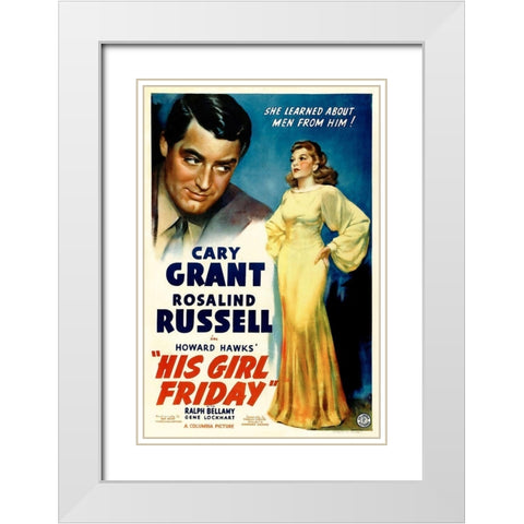 His Girl Friday White Modern Wood Framed Art Print with Double Matting by Hollywood Photo Archive