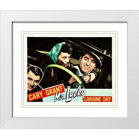 Mr. Lucky - Lobby Card White Modern Wood Framed Art Print with Double Matting by Hollywood Photo Archive