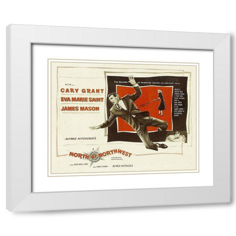 North by Northwest - Lobby Card White Modern Wood Framed Art Print with Double Matting by Hollywood Photo Archive