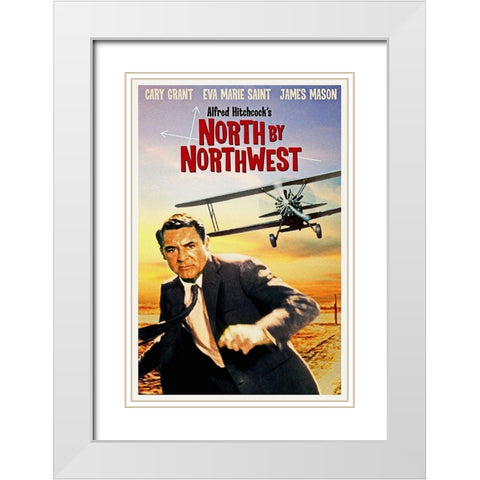 North by Northwest White Modern Wood Framed Art Print with Double Matting by Hollywood Photo Archive