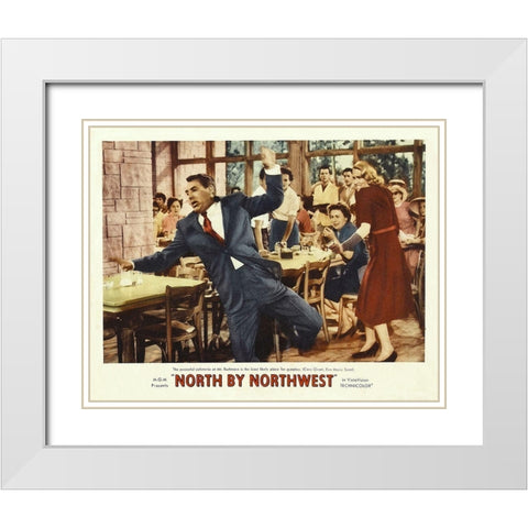 North by Northwest - Lobby Card White Modern Wood Framed Art Print with Double Matting by Hollywood Photo Archive
